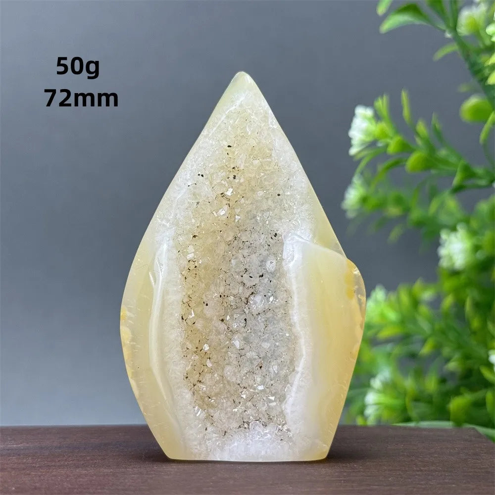 Natural Yellow Agate Geode Free Form Torch
