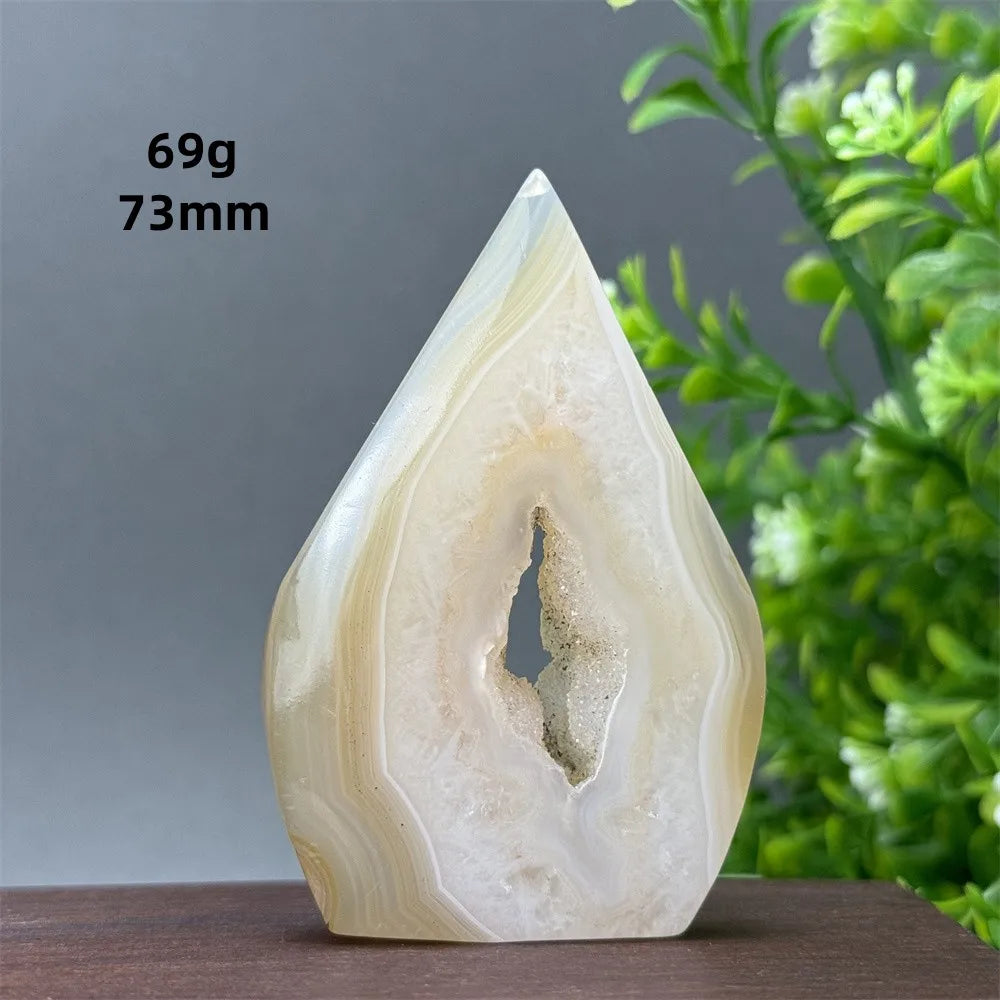 Natural Yellow Agate Geode Free Form Torch
