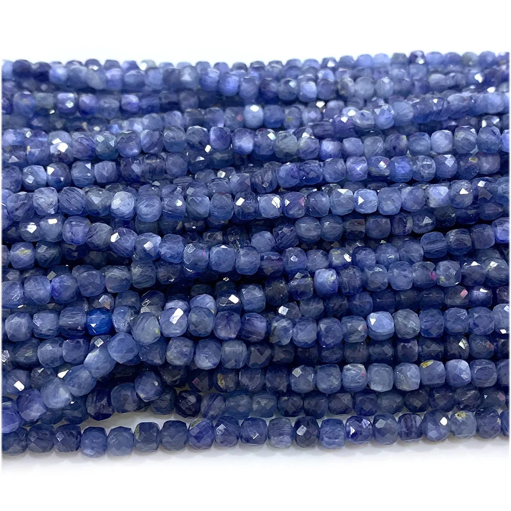 Natural Kyanite Faceted Cube Bead Strand