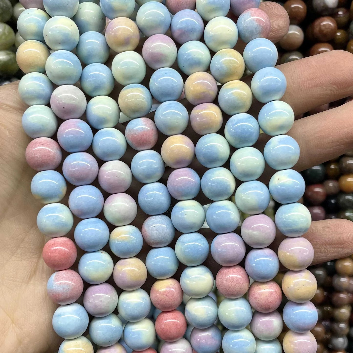 Pastel Rainbow Agate Bead Strand