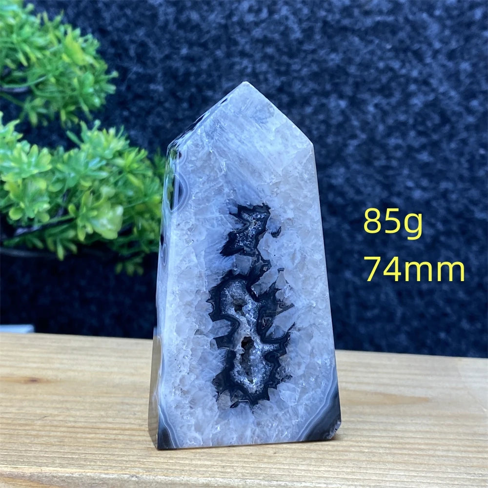Black Agate Geode Obelisk