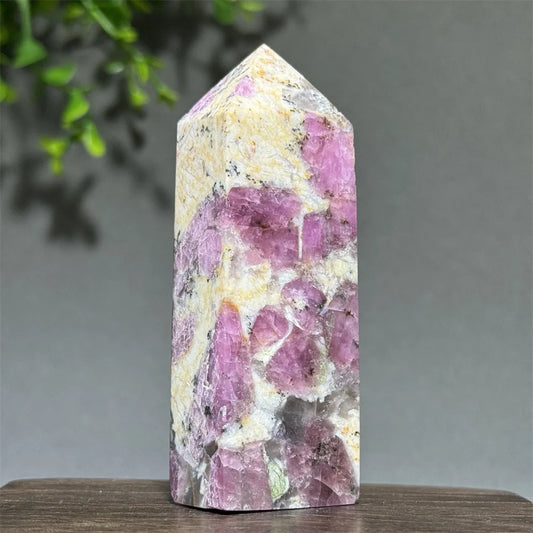 Natural Plum Blossom Tourmaline Obelisk
