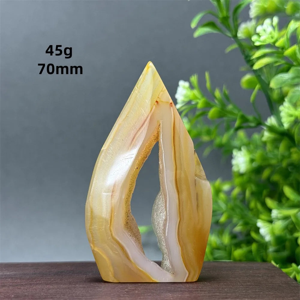 Natural Yellow Agate Geode Free Form Torch