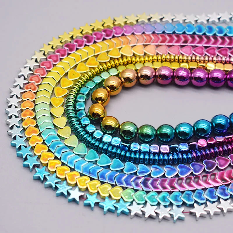 Rainbow Gradient Natural Hematite Bead Strand
