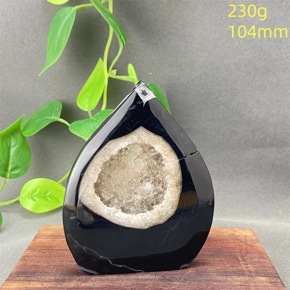 Natural Black Agate Crystal Cave Freeform
