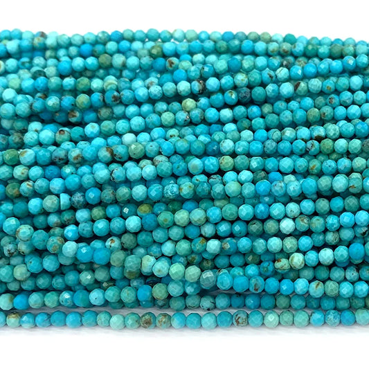 Enhanced Blue Turquoise Faceted Round Small Bead Strand