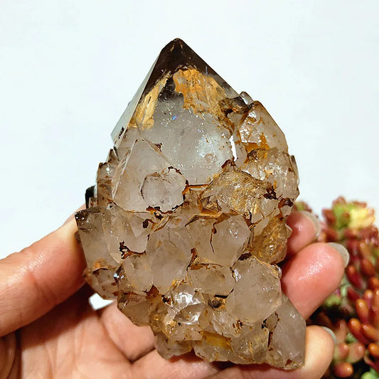 Natural Yellow Citrine Quartz Cluster Specimen