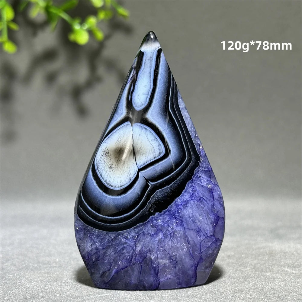 Dyed Purple Black Banded Agate Freeform Torch