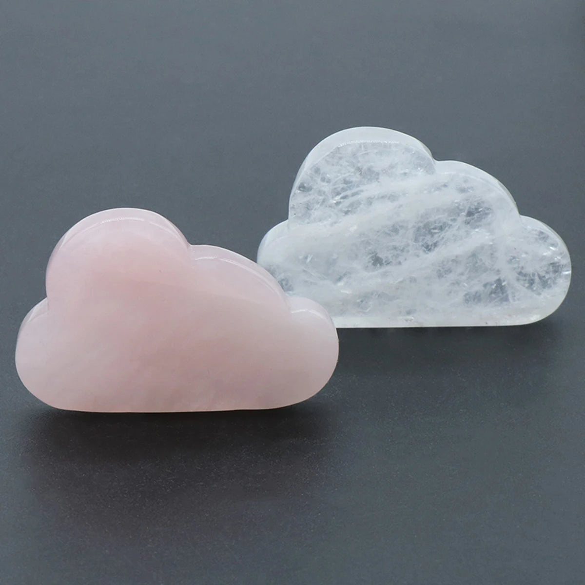 1pc Clear/Rose Quartz Cloud Carving