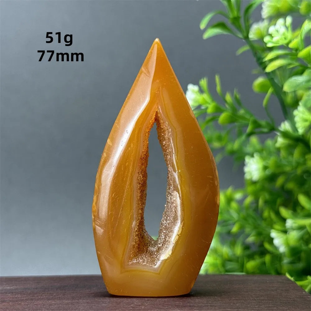 Natural Yellow Agate Geode Free Form Torch