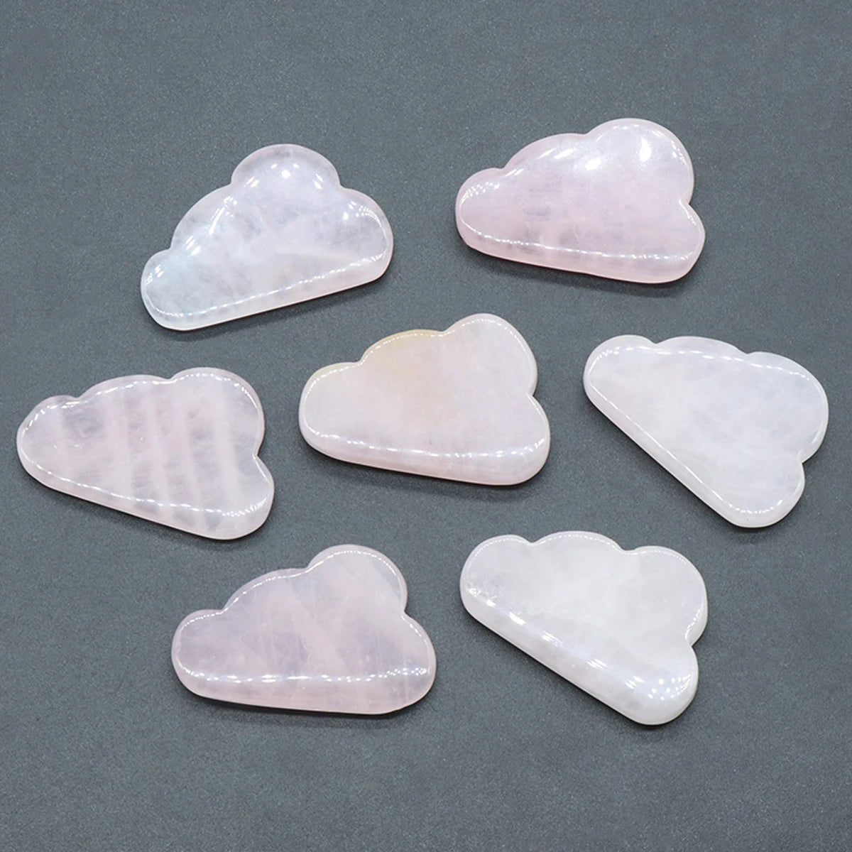 1pc Clear/Rose Quartz Cloud Carving