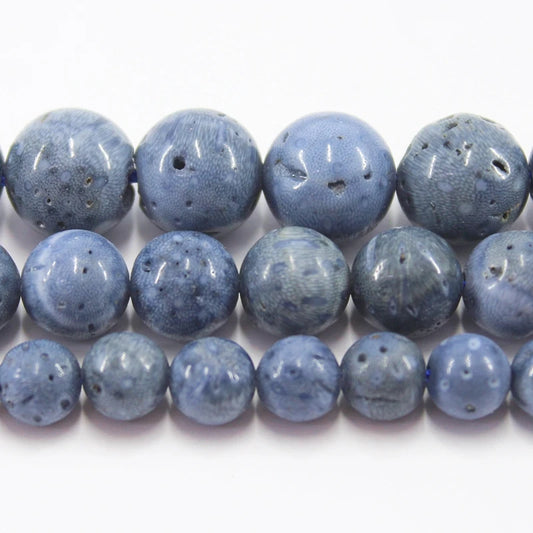Natural Sky Blue Coral Bead Strand (6/8/10/12/14mm)