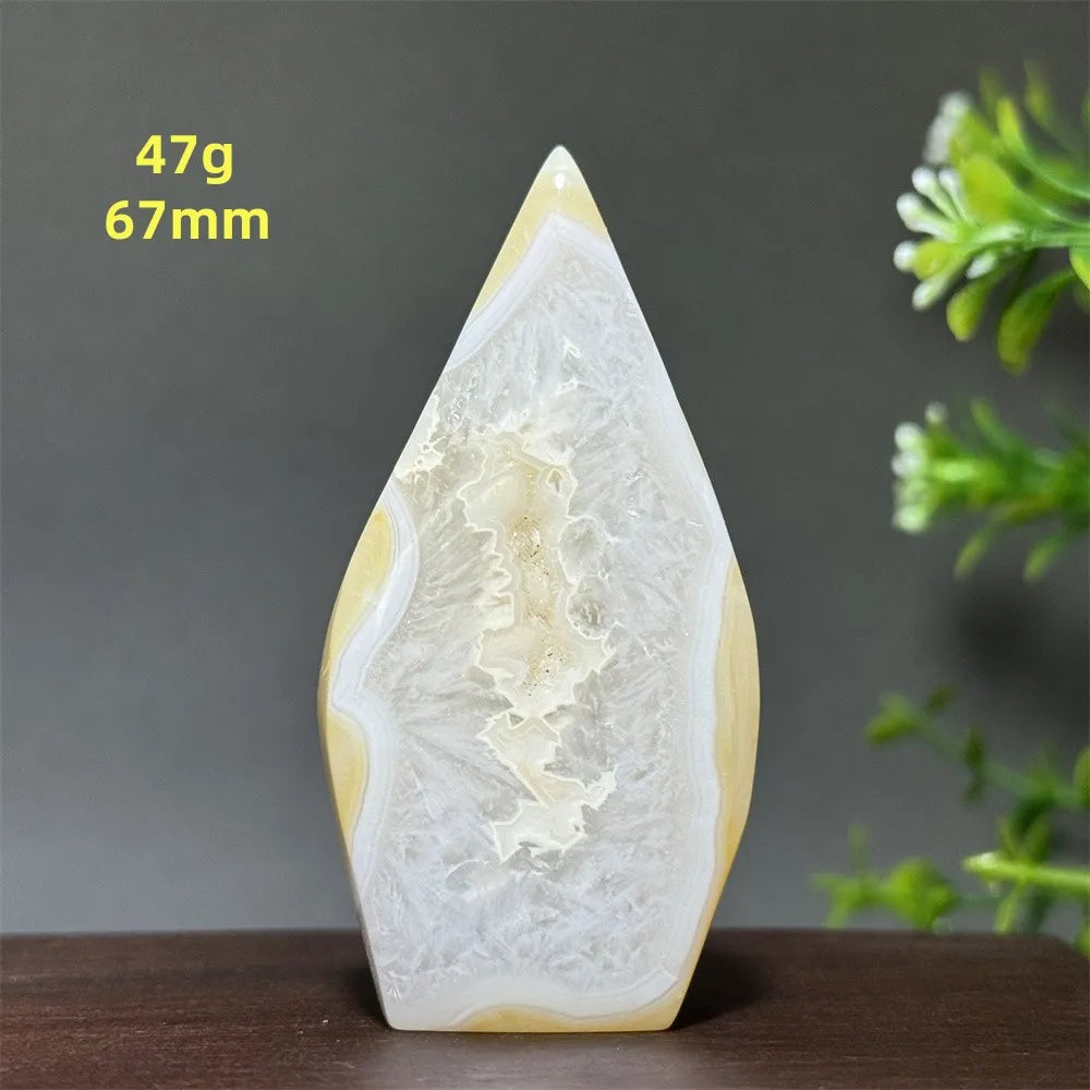 Natural Yellow Agate Geode Free Form Torch