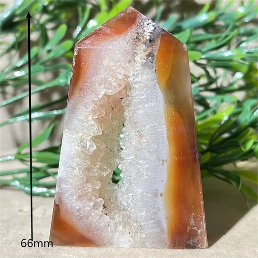 Natural Carnelian Agate Druzy Flat Tower