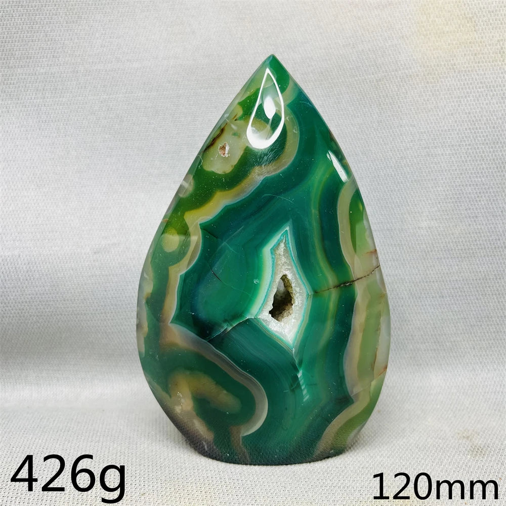 Green Cherry Blossom Agate Free Form Teardrop