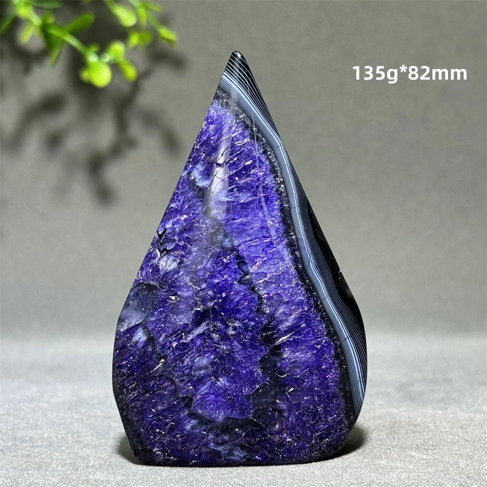 Dyed Purple Black Banded Agate Freeform Torch