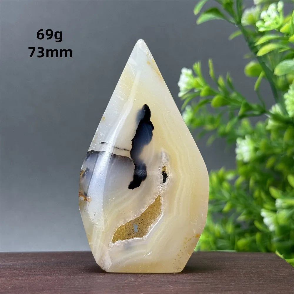 Natural Yellow Agate Geode Free Form Torch