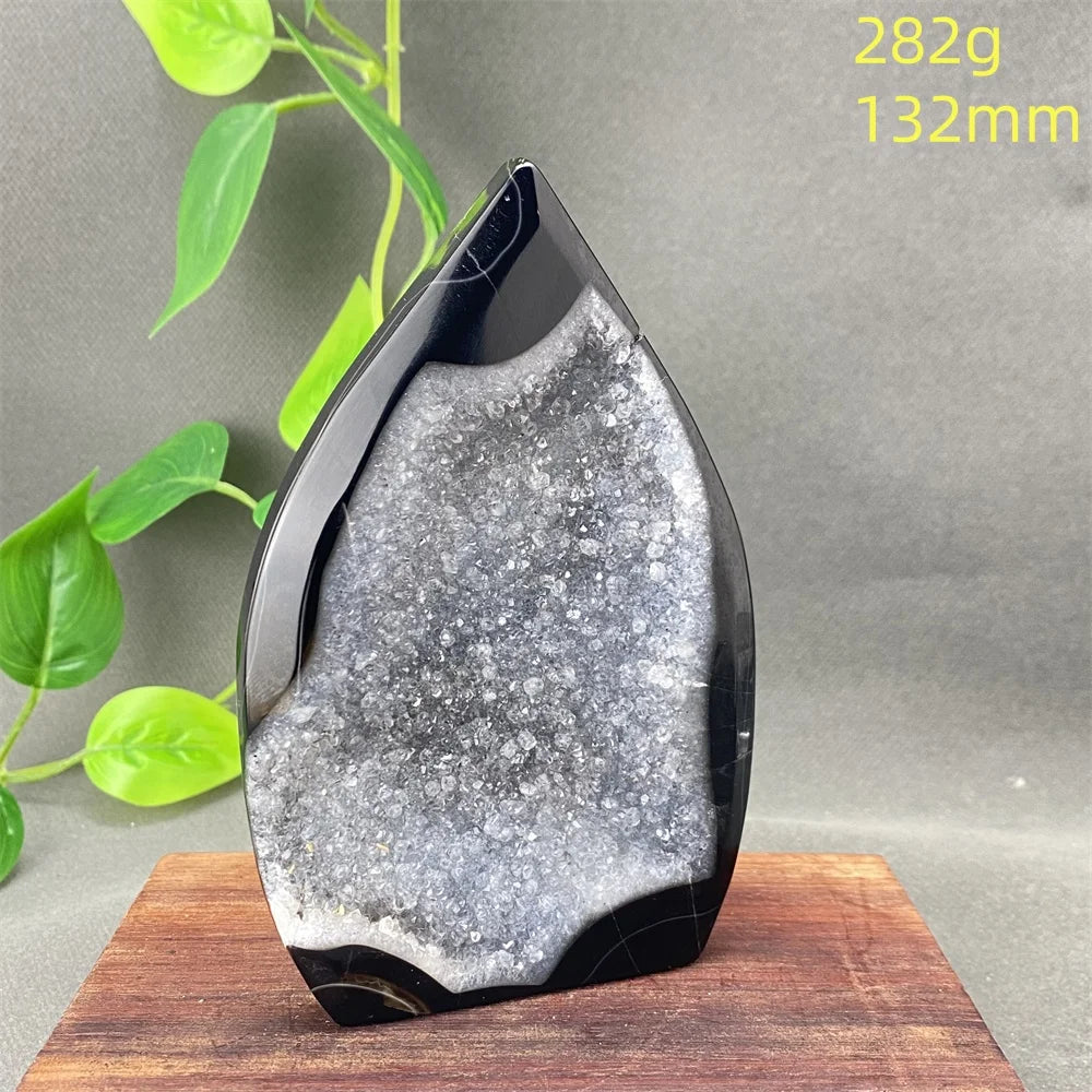 Natural Black Agate Crystal Cave Freeform
