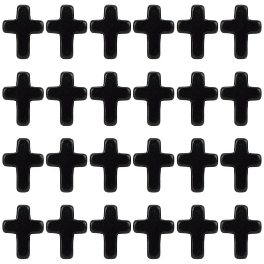 1 Box 40Pcs Black Agate Cross Beads