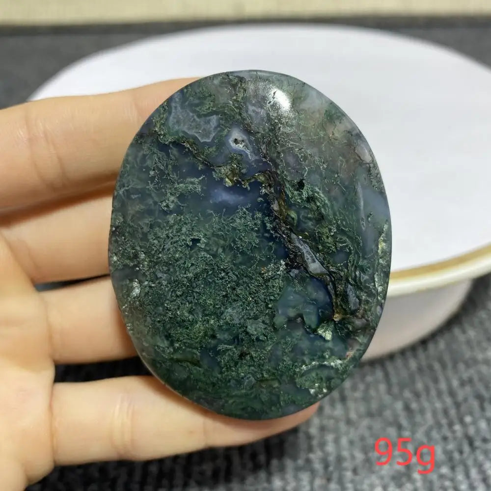 Natural Moss Agate Palm Stone