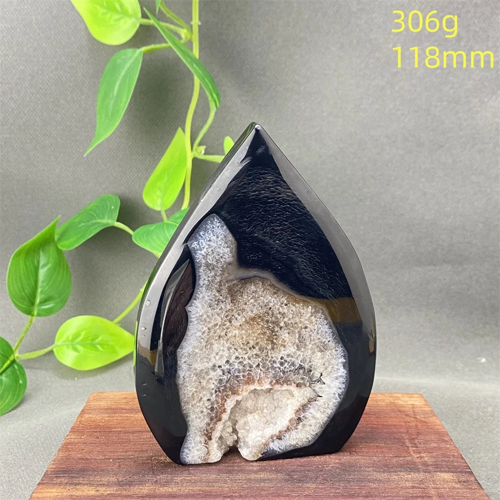 Natural Black Agate Crystal Cave Freeform