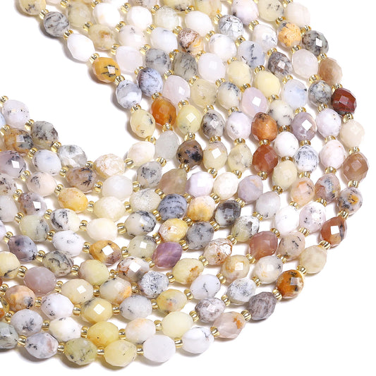 AAA Faceted Natural Yellow Opal Stone Beads 8x7mm Oval