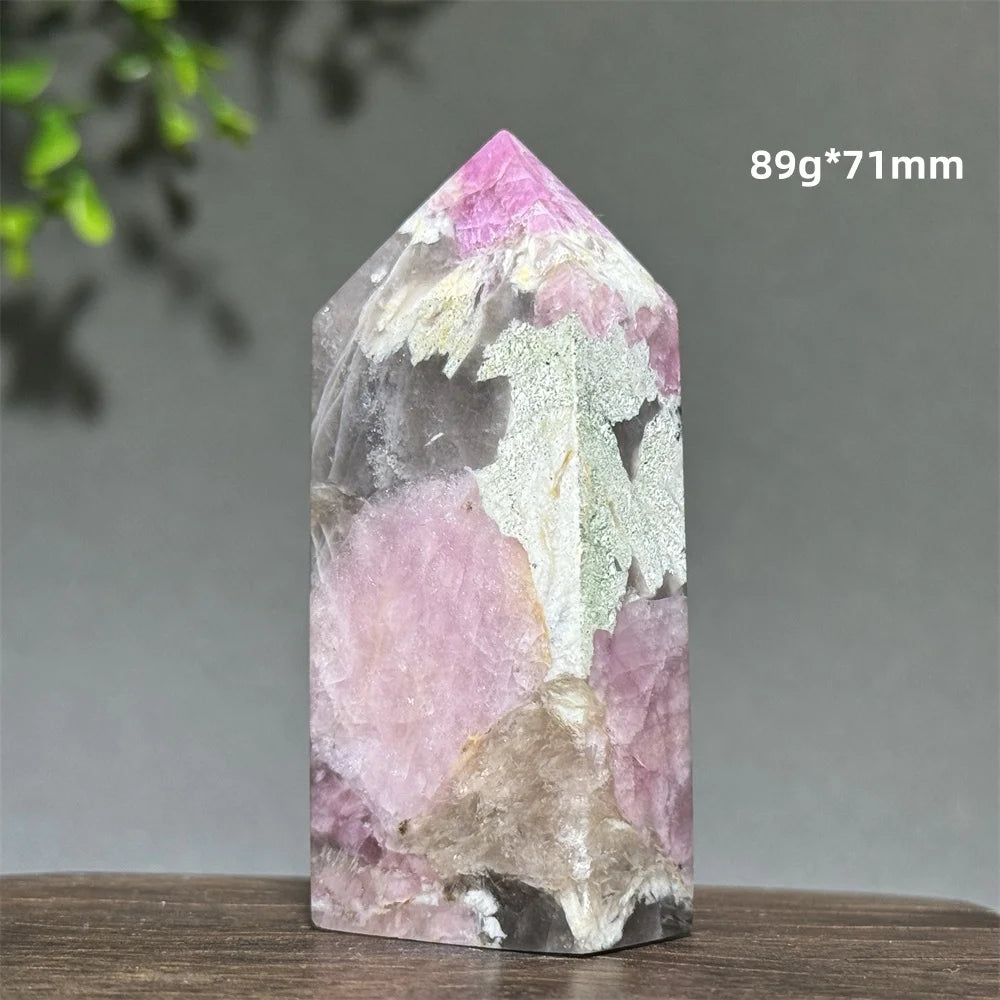 Natural Plum Blossom Tourmaline Obelisk