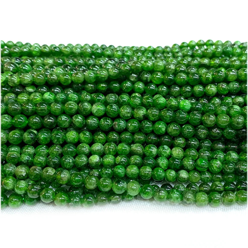 Naural Green Chrome Diopside Round Bead Strand