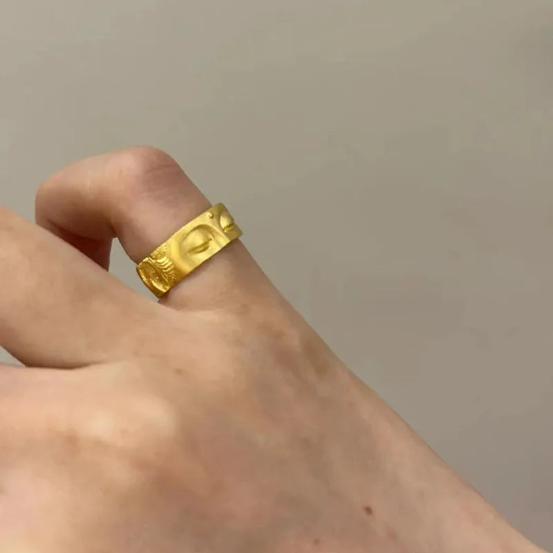 Bague demi-visage Bouddha « Ne parlez pas du mal »