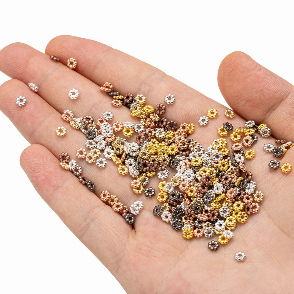 500pcs 4mm Flower Spacer Beads