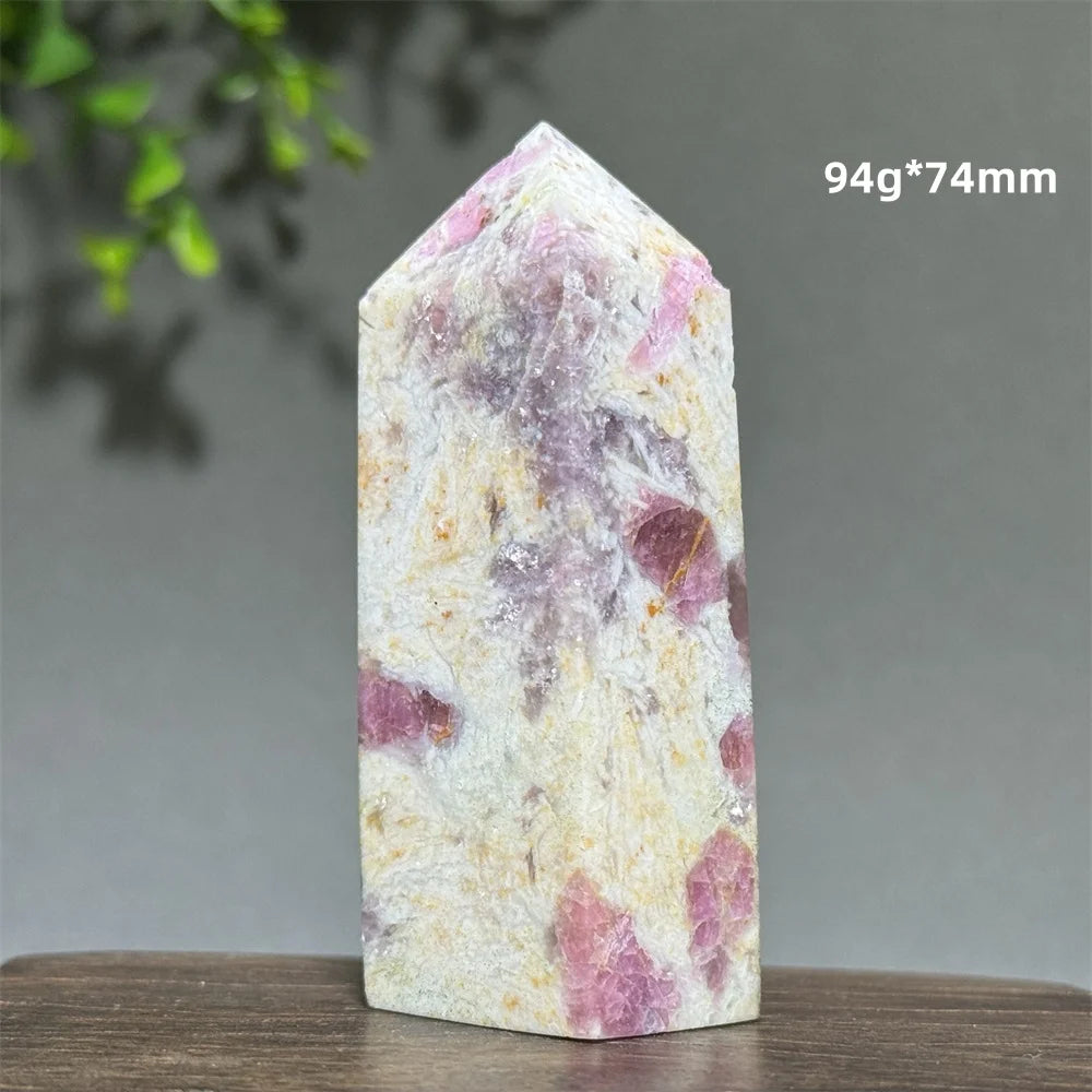 Natural Plum Blossom Tourmaline Obelisk