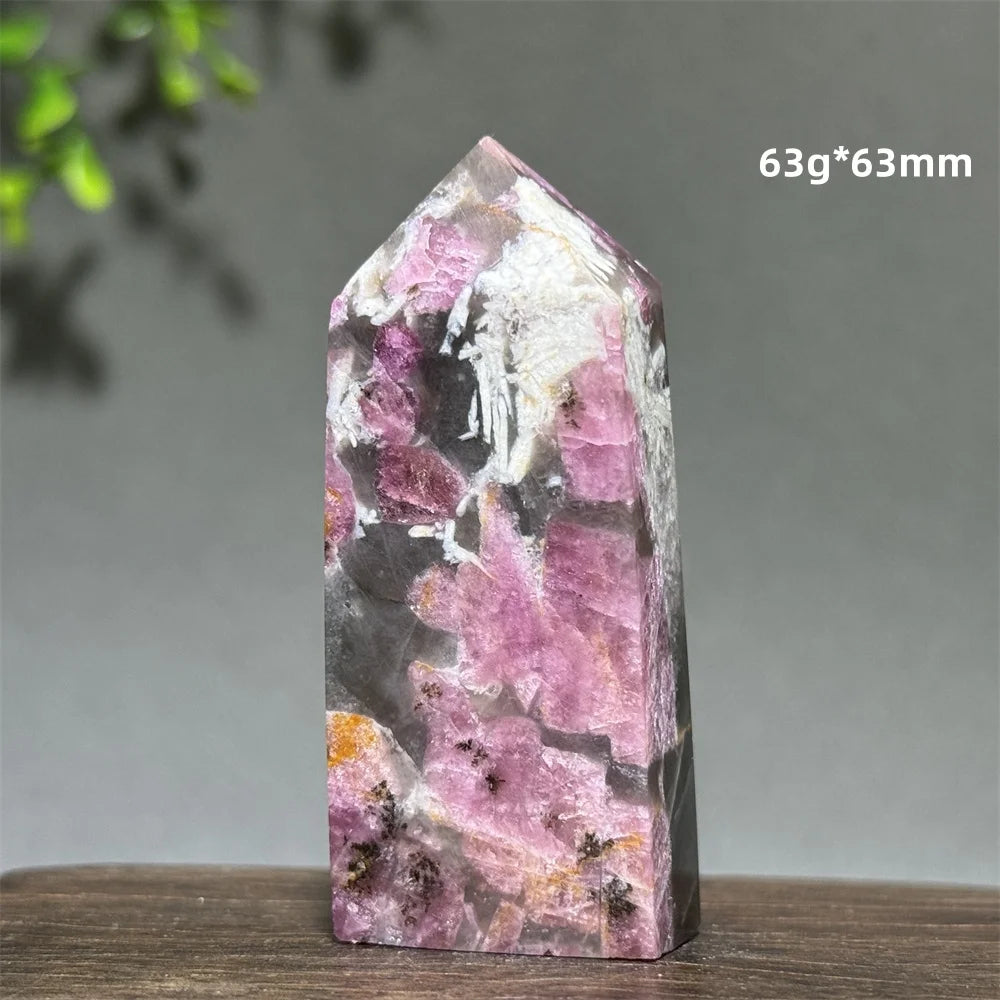 Natural Plum Blossom Tourmaline Obelisk