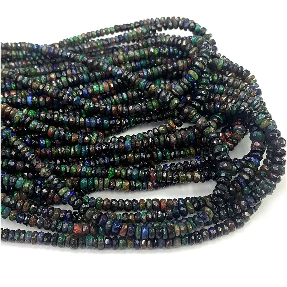 AAA Genuine Brown Fire Opal Faceted Rondelle Bead Strand