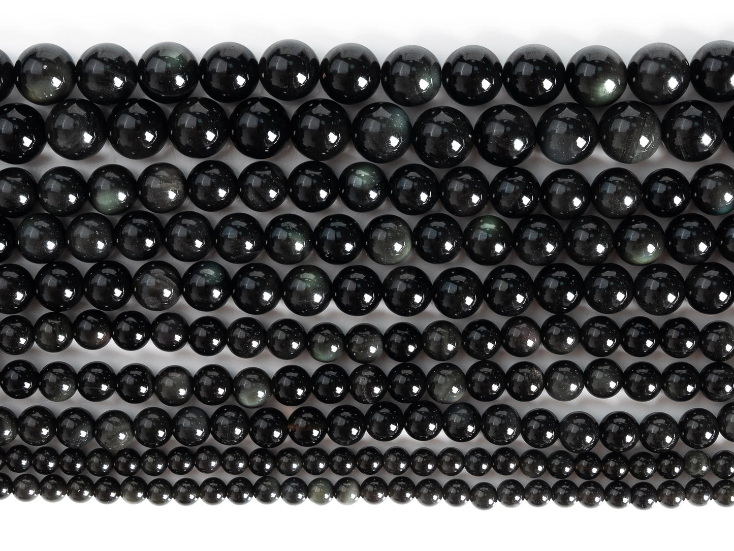 HQ Natural Rainbow Obsidian Bead Strand