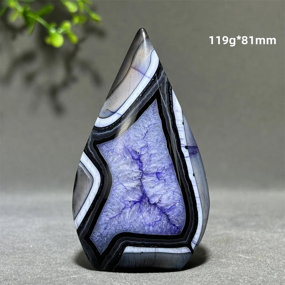 Dyed Purple Black Banded Agate Freeform Torch