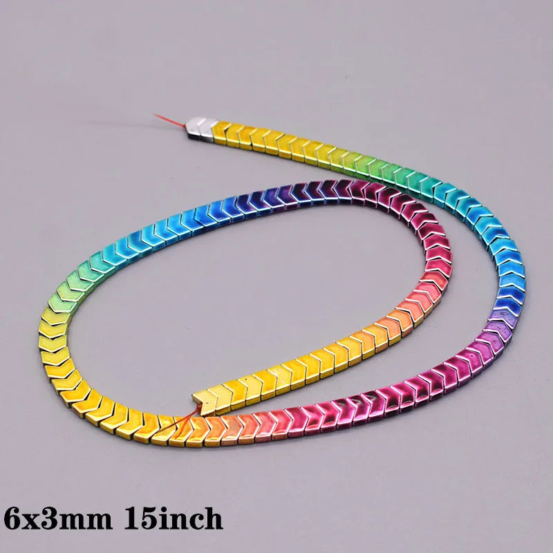 Rainbow Gradient Natural Hematite Bead Strand