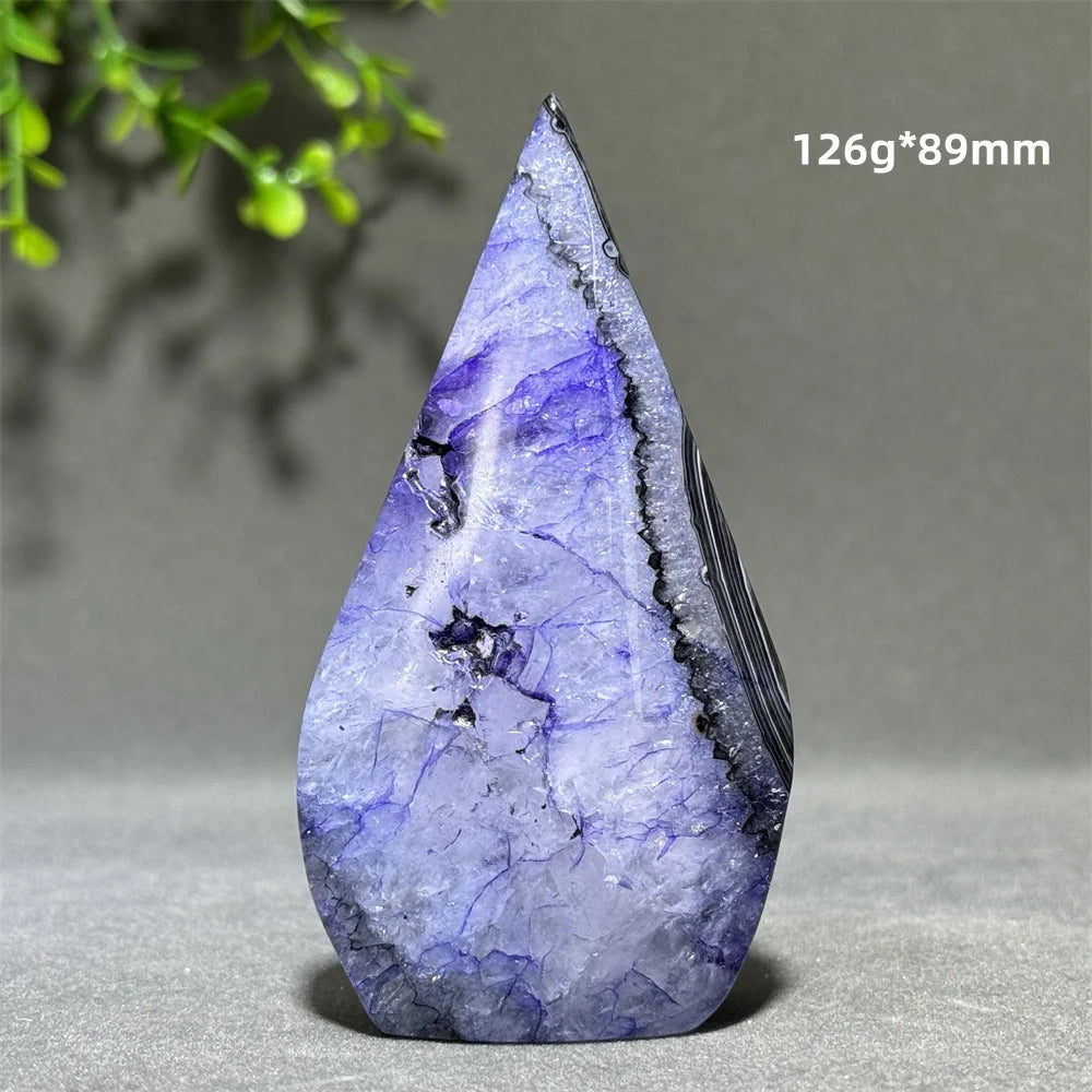 Dyed Purple Black Banded Agate Freeform Torch