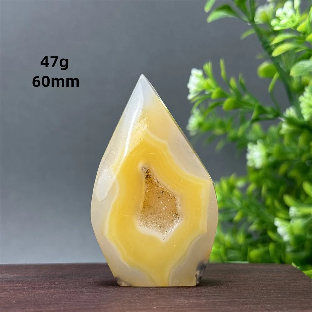Natural Yellow Agate Geode Free Form Torch
