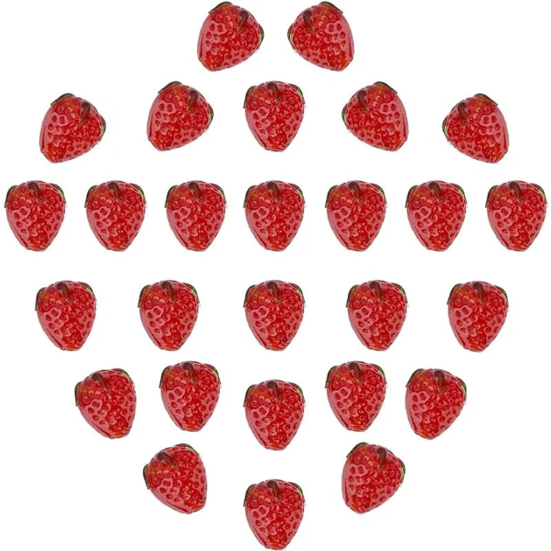 30pcs Strawberry Glass Lampwork Beads