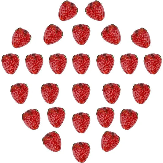 30pcs Strawberry Glass Lampwork Beads