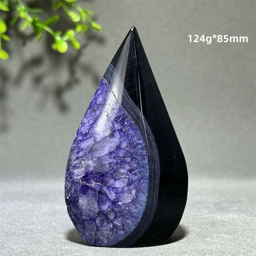 Dyed Purple Black Banded Agate Freeform Torch