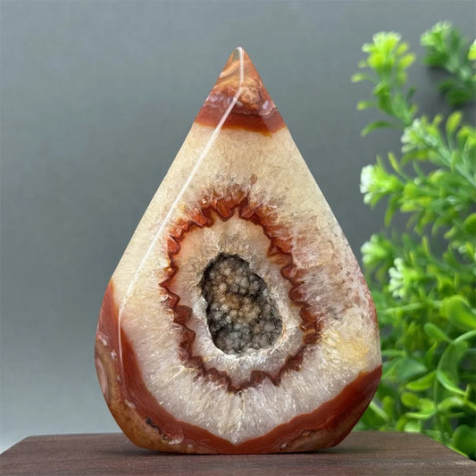 Natural Red Carnelian Druzy Free Form Torch