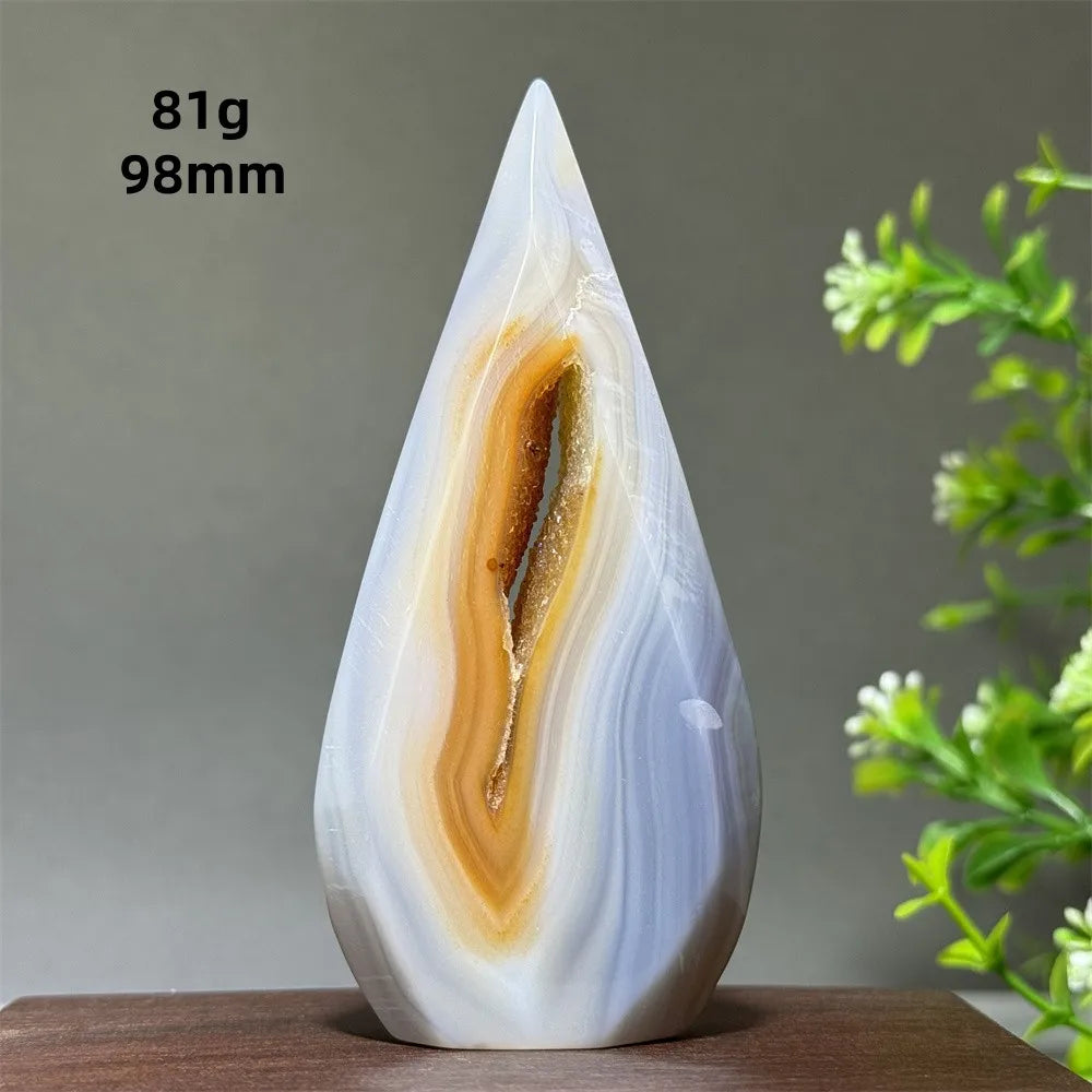 Natural Yellow Striped Agate Crystal Cave Free-Form Torch