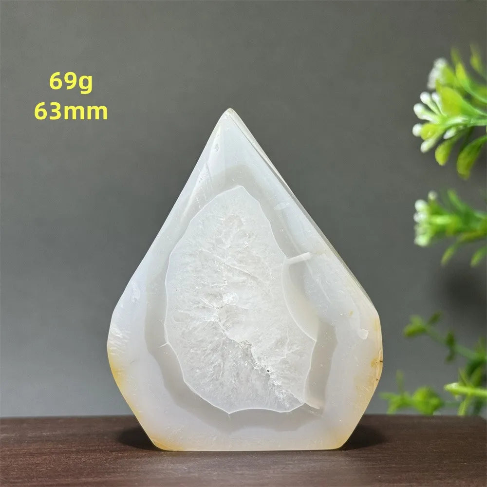 Natural Yellow Agate Geode Free Form Torch