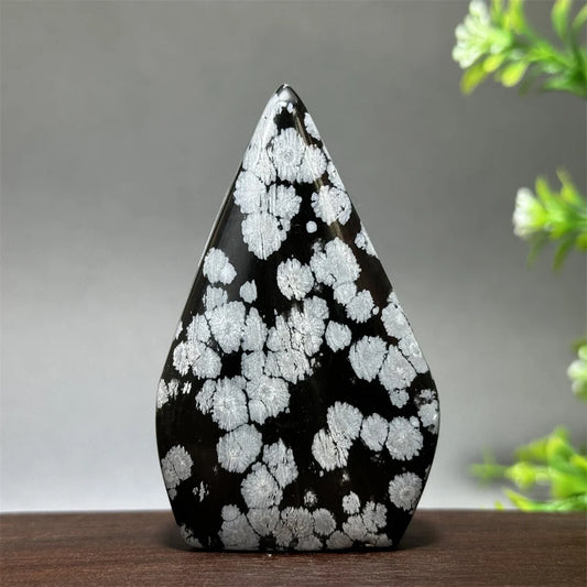 Natural Snowflake Obsidian Free-Form Torch