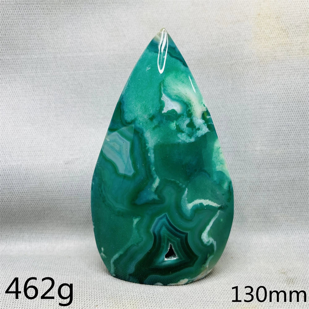 Green Cherry Blossom Agate Free Form Teardrop